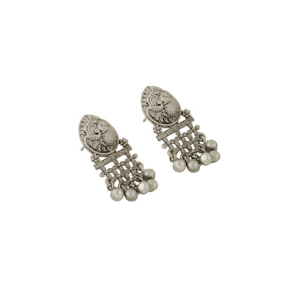Teejh Nanda Silver Oxidised Ruby Green Necklace Set
