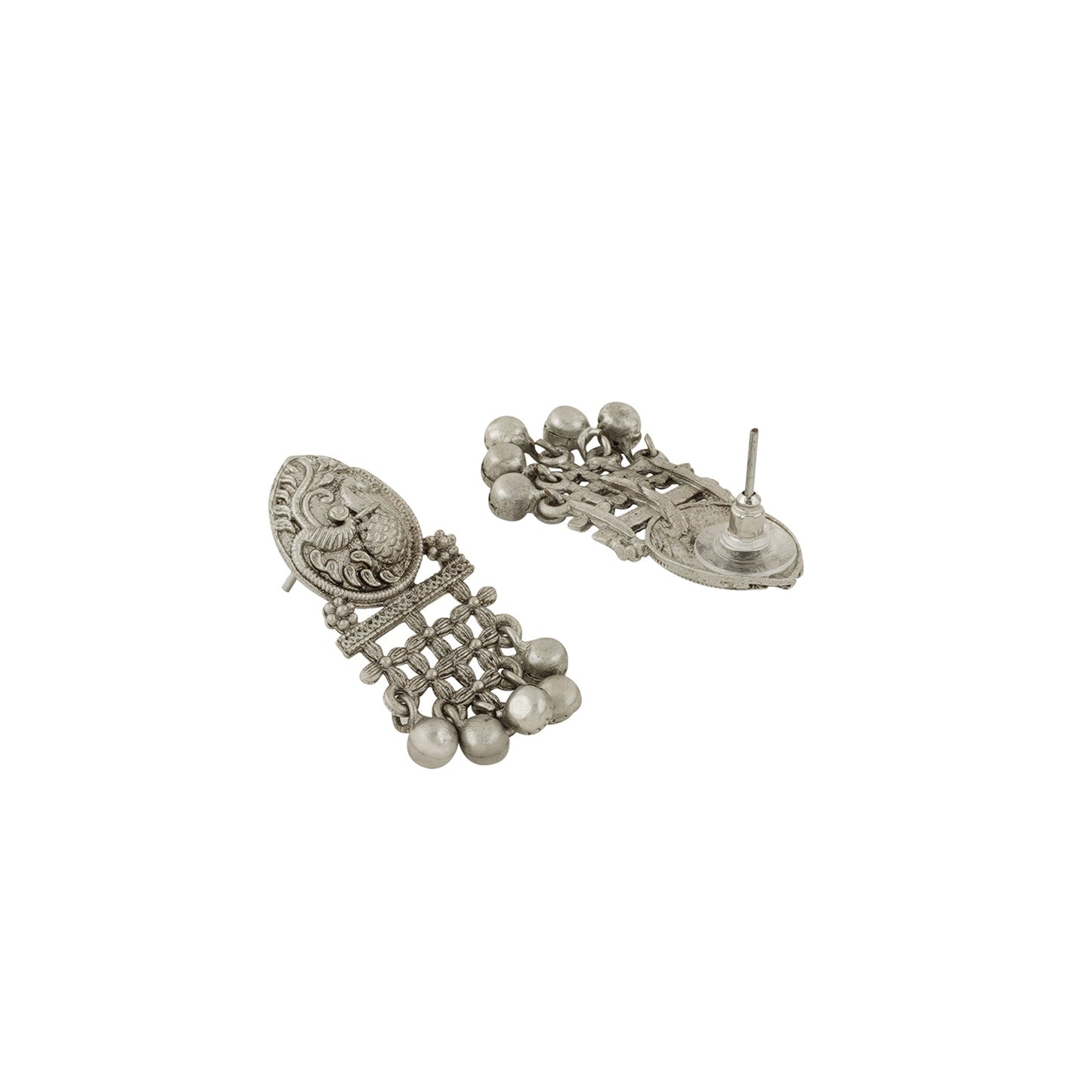 Teejh Nanda Silver Oxidised Ruby Green Necklace Set