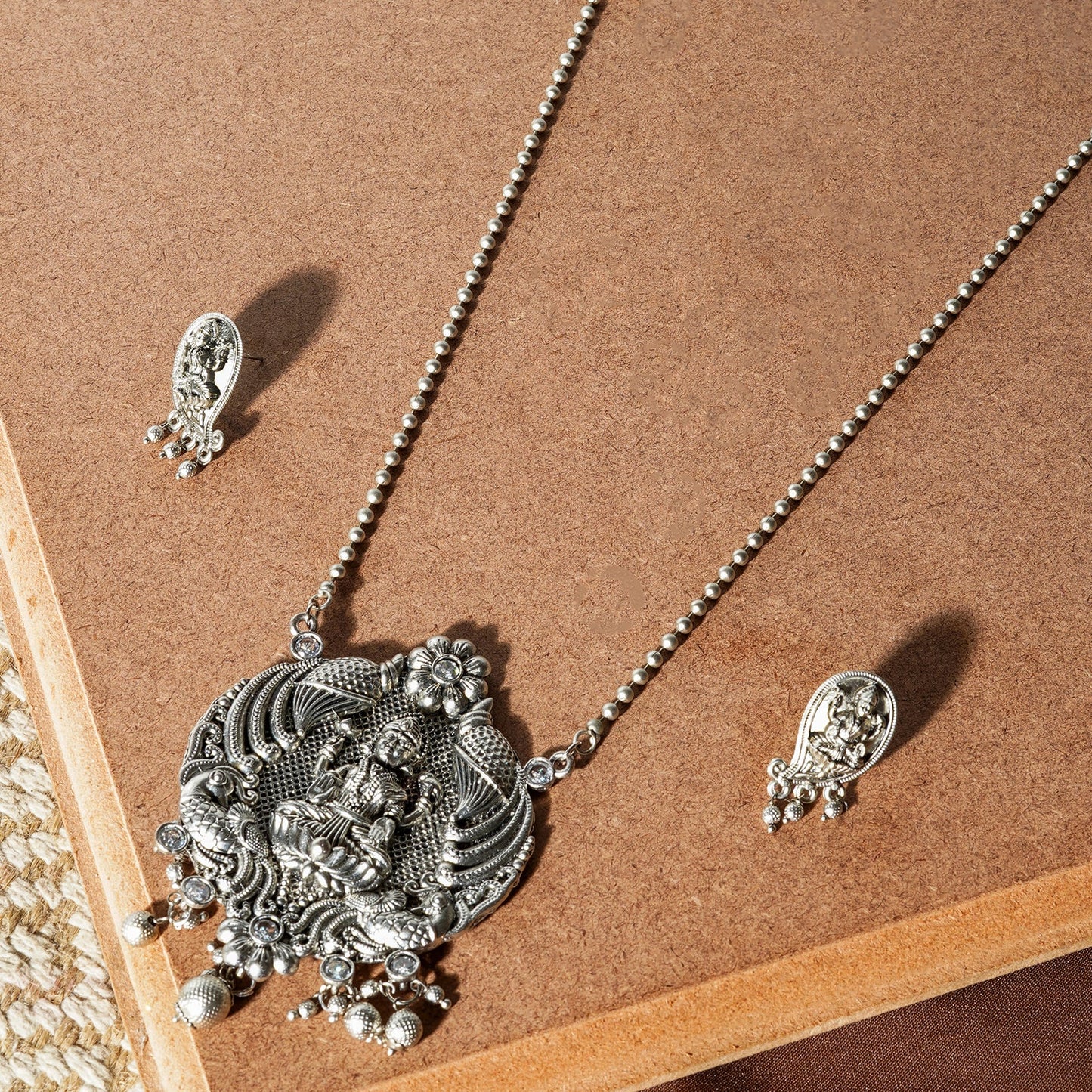Teejh Sayyid Silver Oxidised Necklace Set