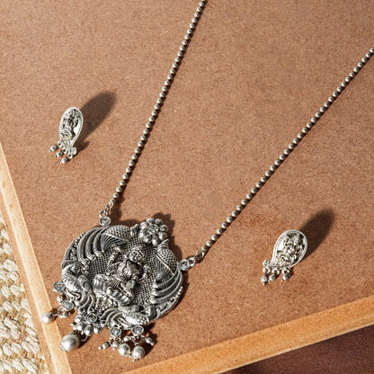 Teejh Sayyid Silver Oxidised Necklace Set