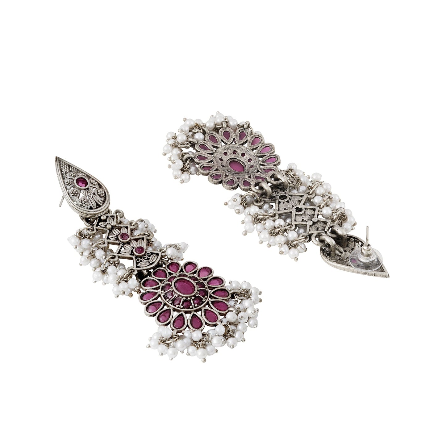 Teejh Shaishunaga Silver Oxidised Ruby Earrings