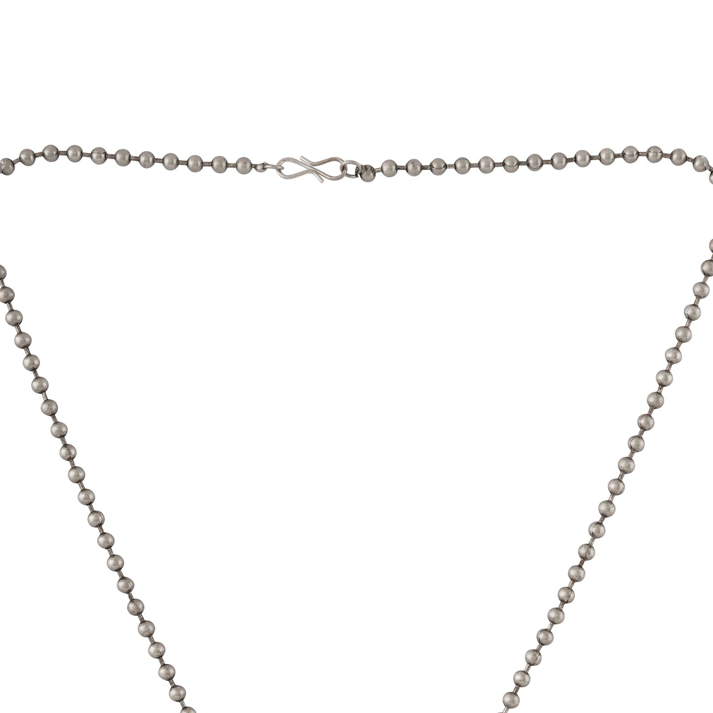 Teejh Ahilyabai Silver Oxidised Green Pendant Chain
