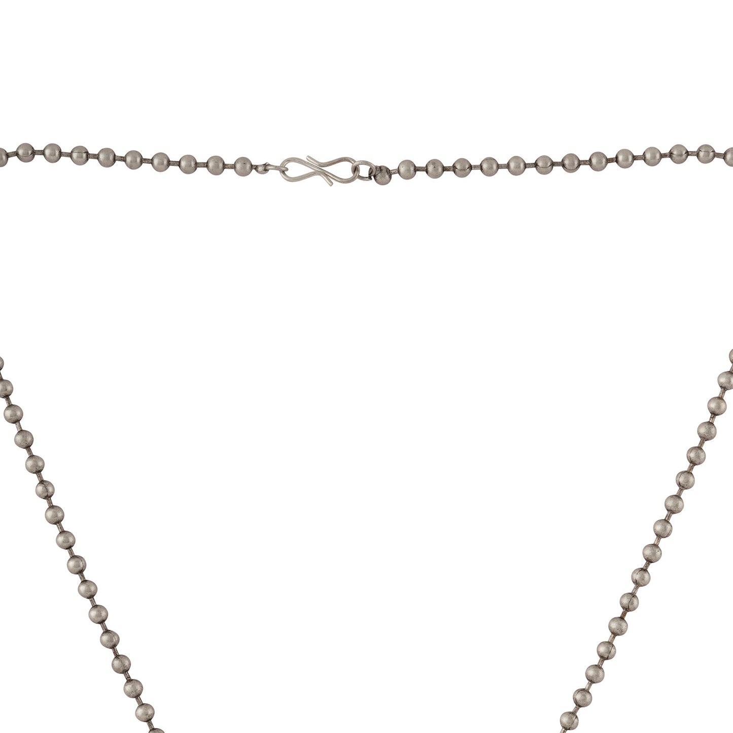 Teejh Jahanzeb Silver Oxidised White Pendant Chain