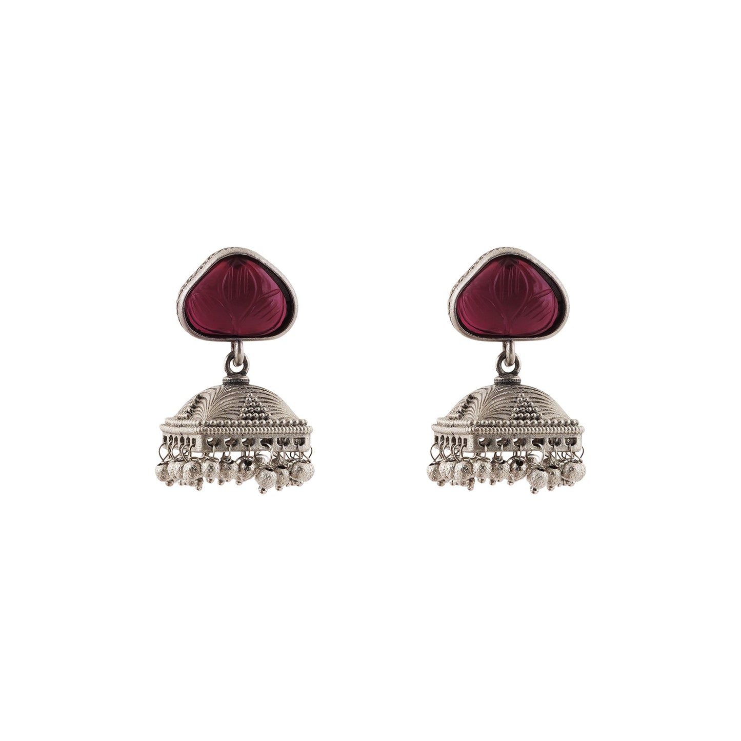 Teejh Jijabai Silver Oxidised Ruby Earring