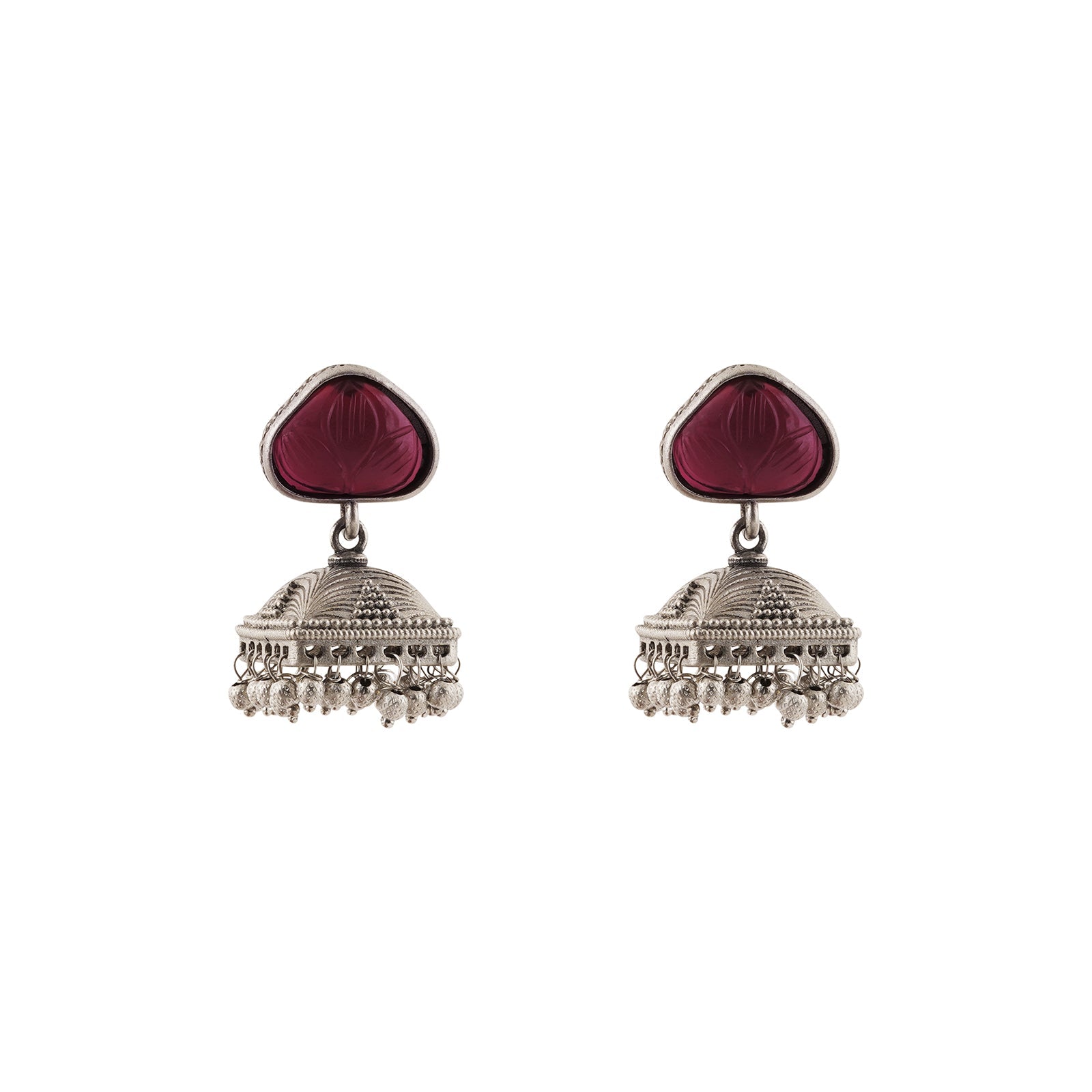 Teejh Jijabai Silver Oxidised Ruby Earring