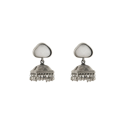 Teejh Karnavati Silver Oxidised White Earring