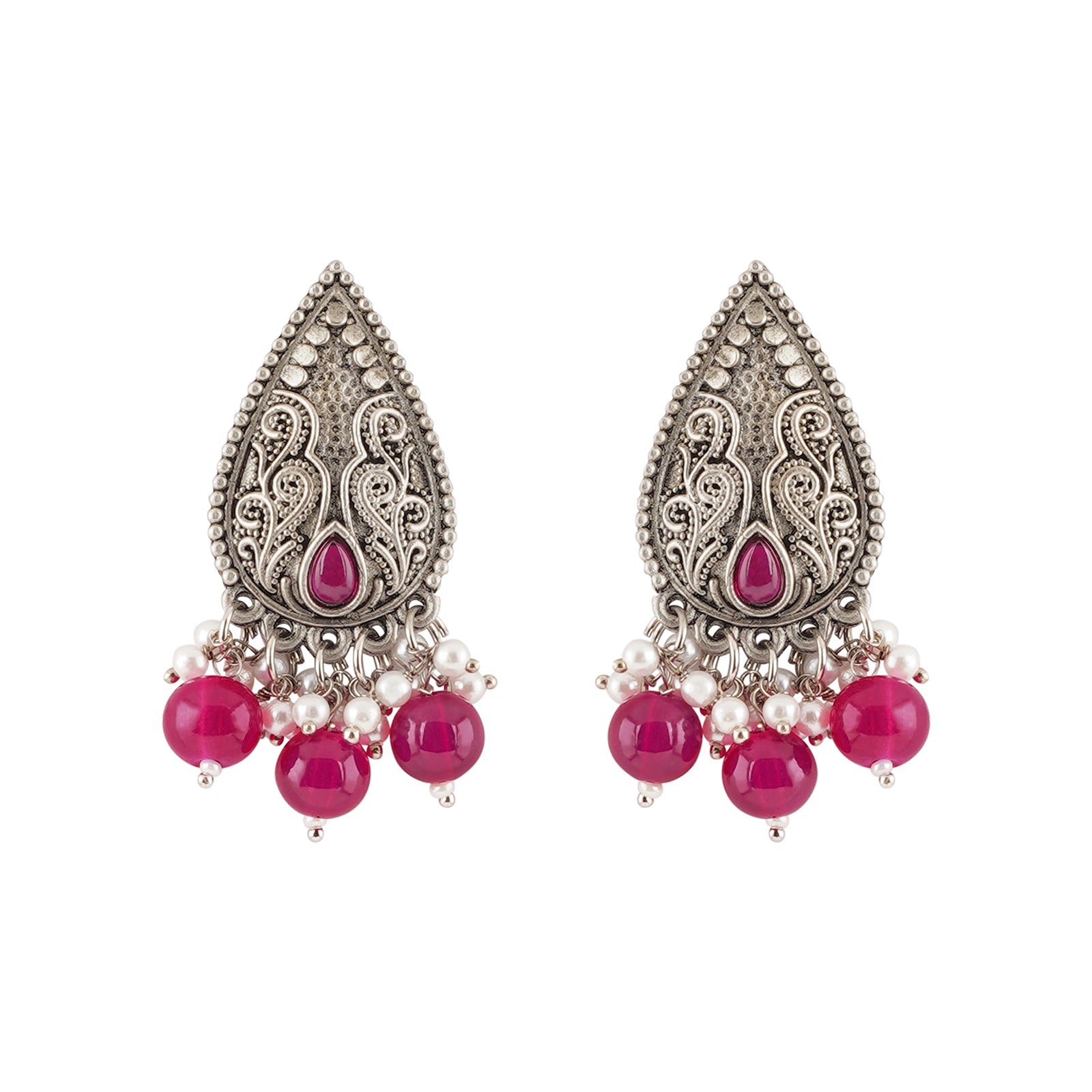 Teejh Putalabai Silver Oxidised Ruby Necklace Set