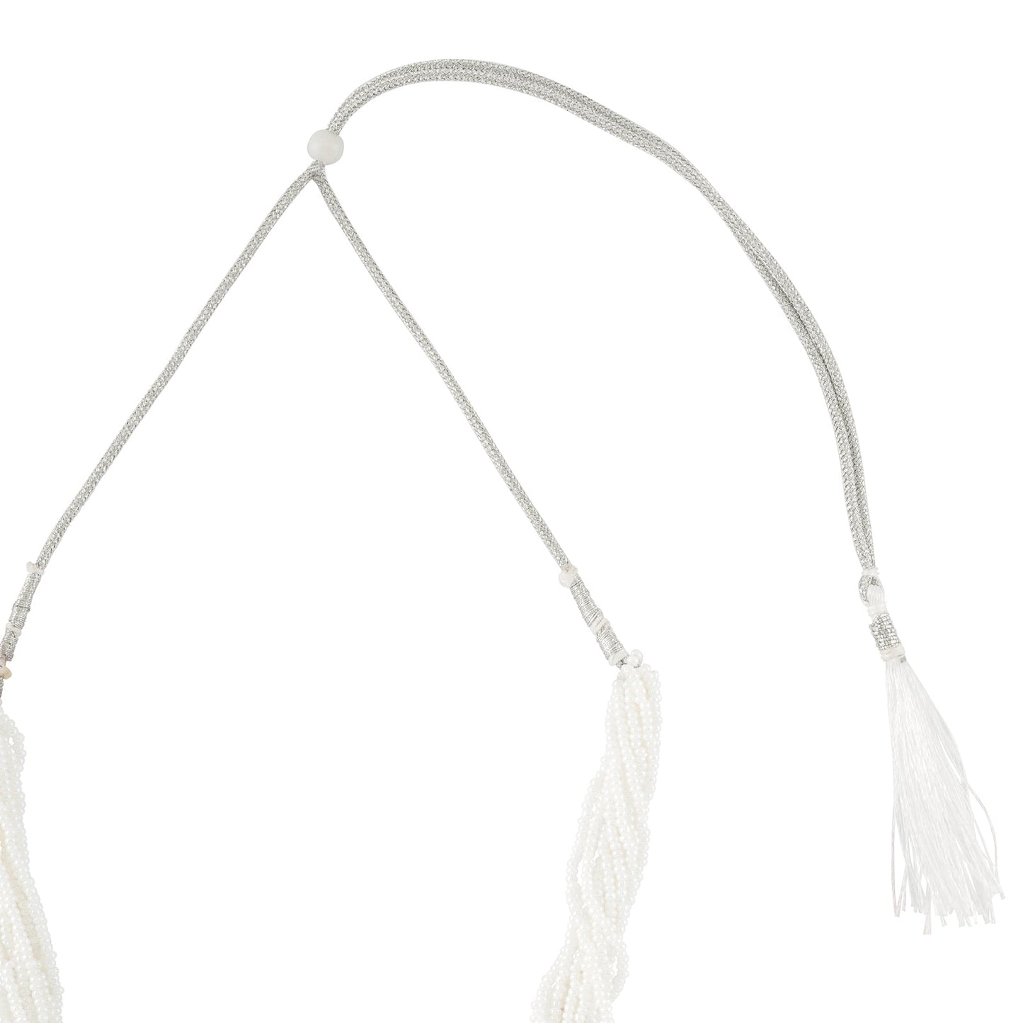 Teejh Ranakadevi Silver Oxidised White Necklace Set
