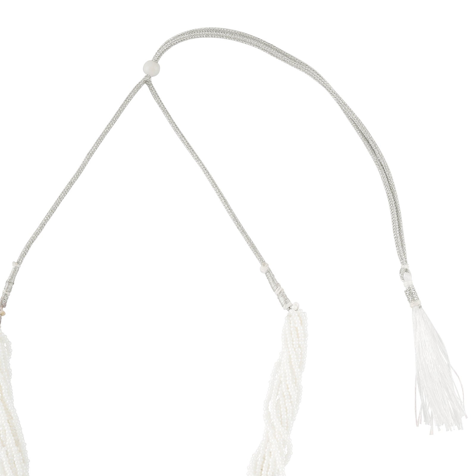 Teejh Ranakadevi Silver Oxidised White Necklace Set