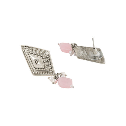 Teejh Roopmati Silver Oxidised Pink Necklace Set
