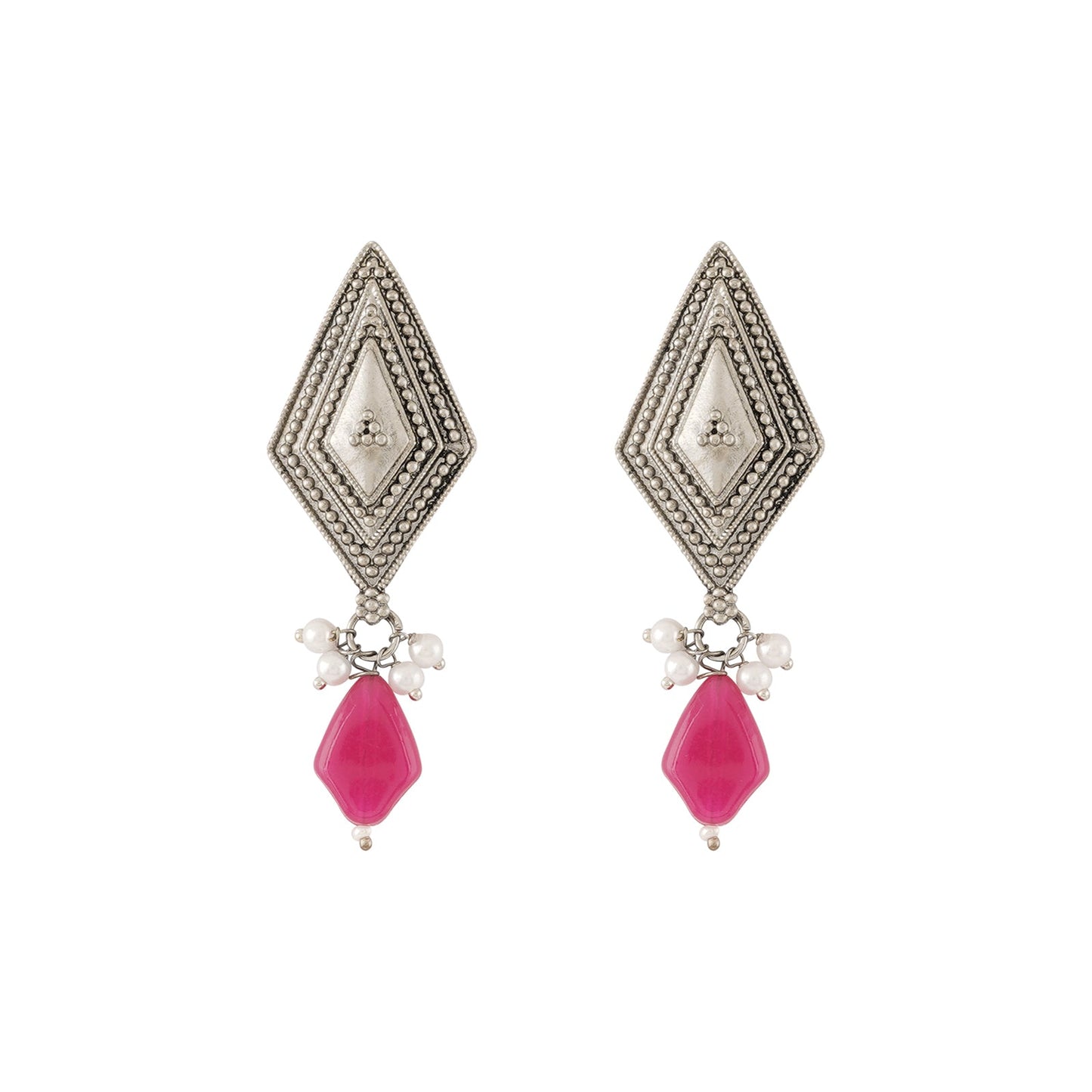 Teejh Sakina Silver Oxidised Ruby Necklace Set