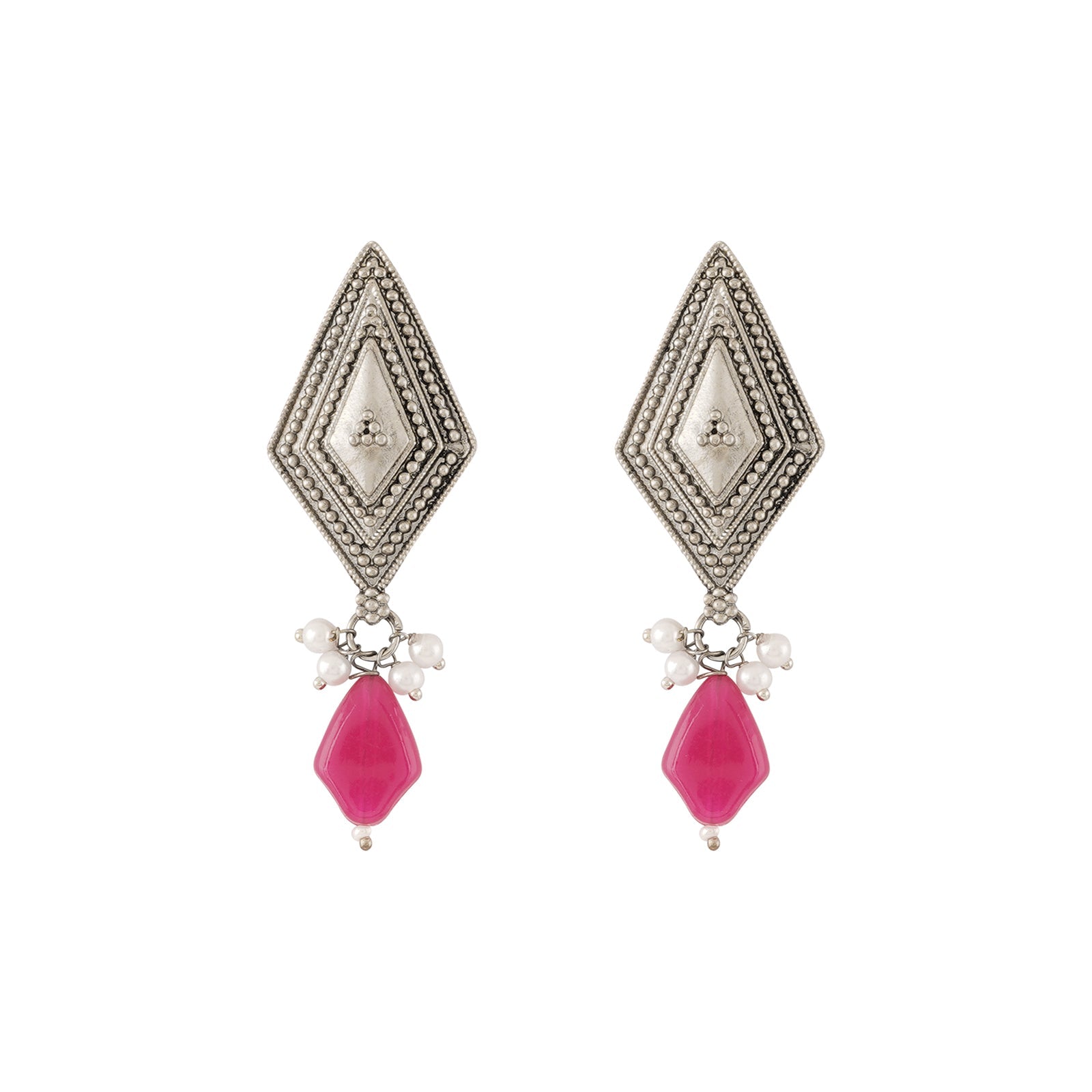 Teejh Sakina Silver Oxidised Ruby Necklace Set