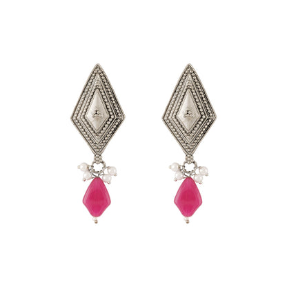 Teejh Sakina Silver Oxidised Ruby Necklace Set