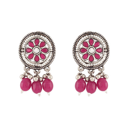Teejh Satyavati Silver Oxidised Ruby Necklace Set