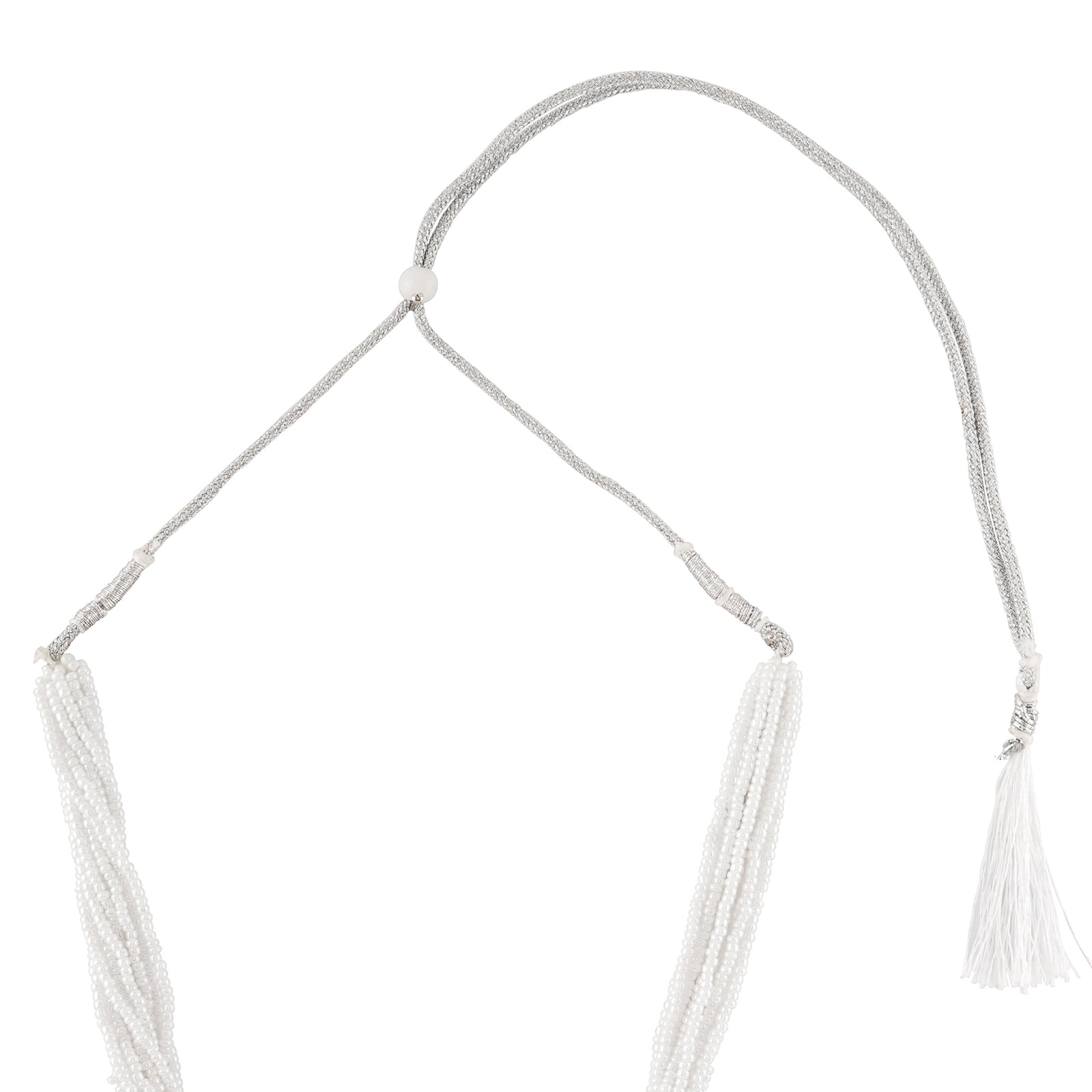 Teejh Soyarabai Silver Oxidised White Necklace Set