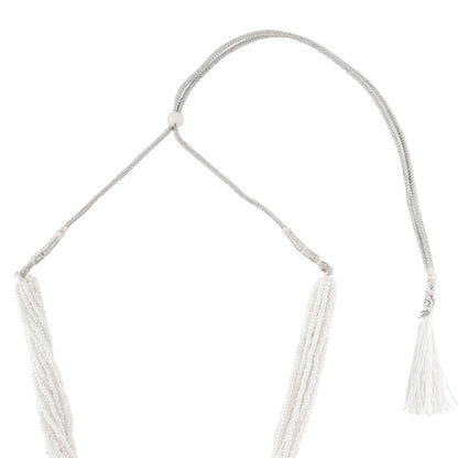 Teejh Soyarabai Silver Oxidised White Necklace Set