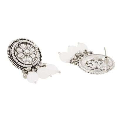 Teejh Soyarabai Silver Oxidised White Necklace Set
