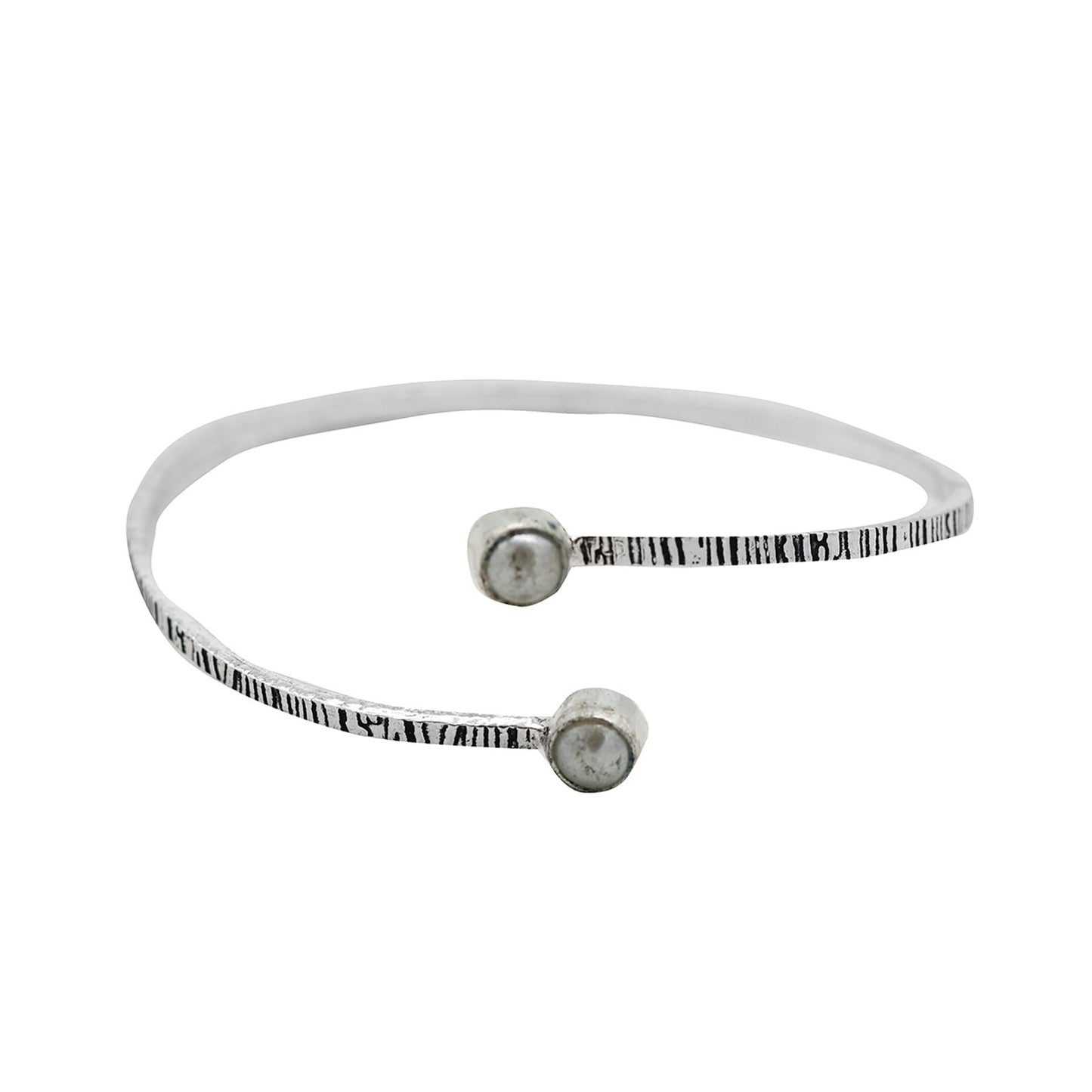 Bhamini White Silver Oxidized Bracelet - Teejh