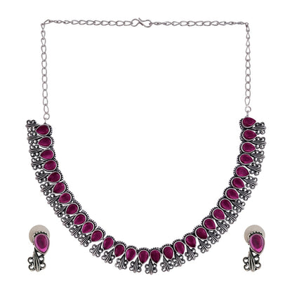 Teejh Silver Blush Blossom Necklace Set