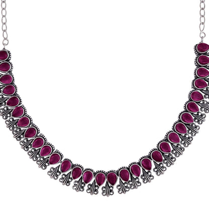 Teejh Silver Blush Blossom Necklace Set