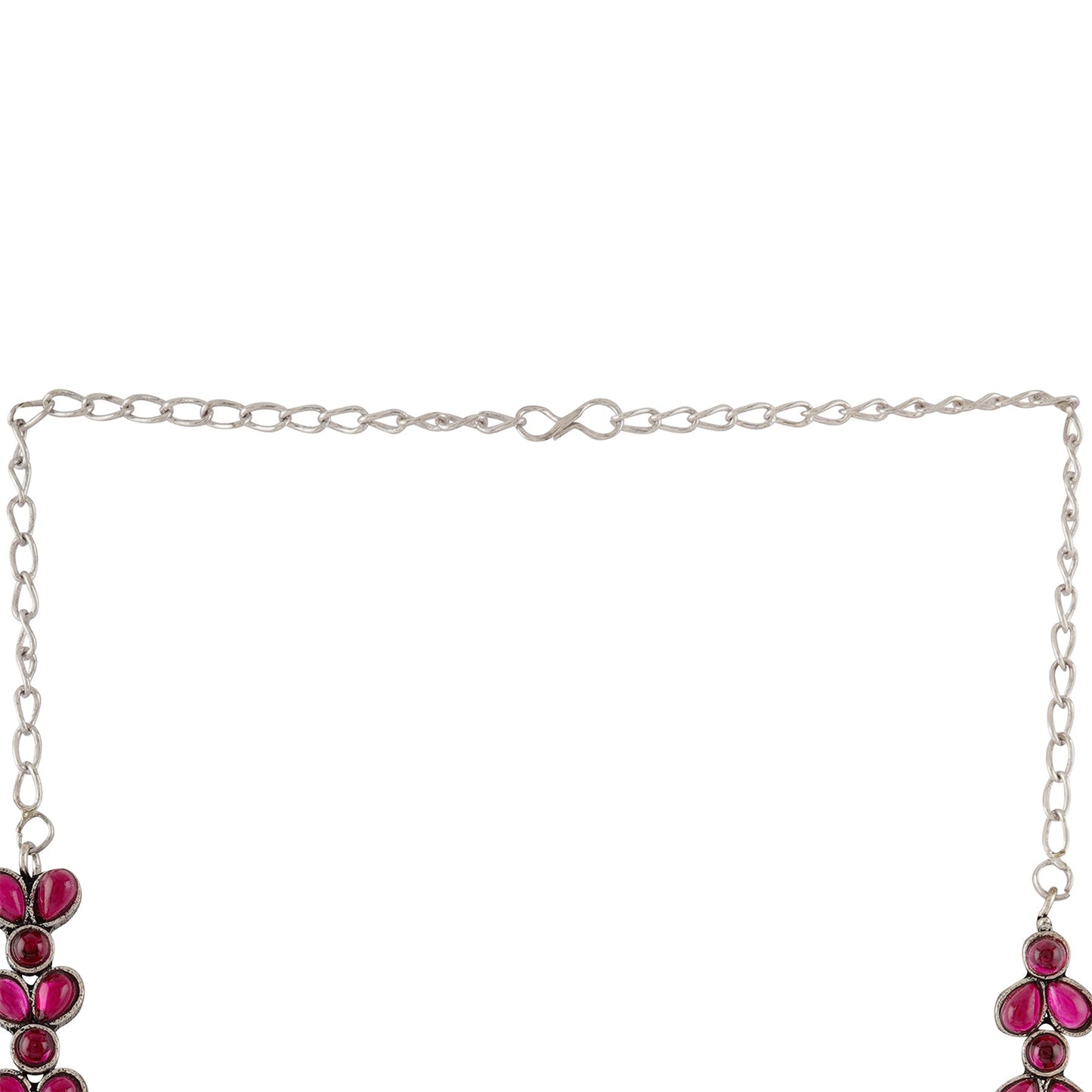 Teejh Silver and  Pink Petal Fusion Necklace set