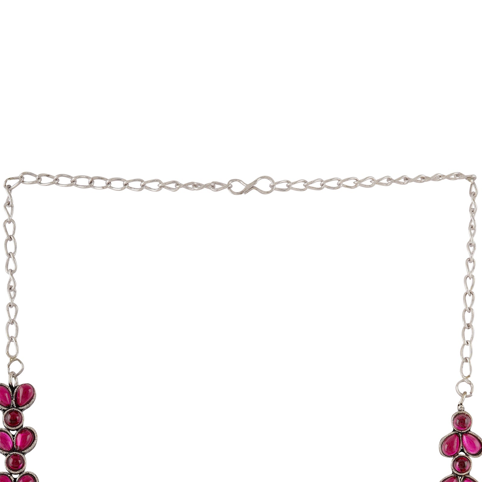 Teejh Silver and  Pink Petal Fusion Necklace set