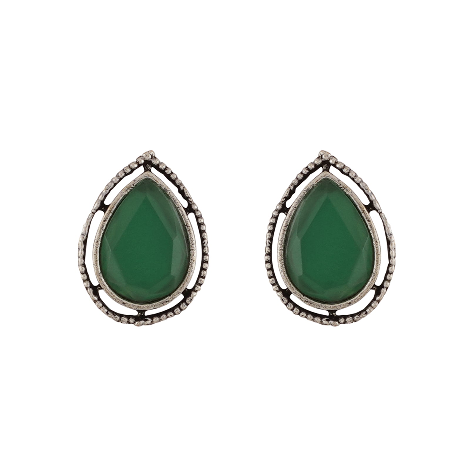 Teejh Silver and Green Medow Necklace Set