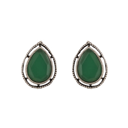 Teejh Silver and Green Medow Necklace Set