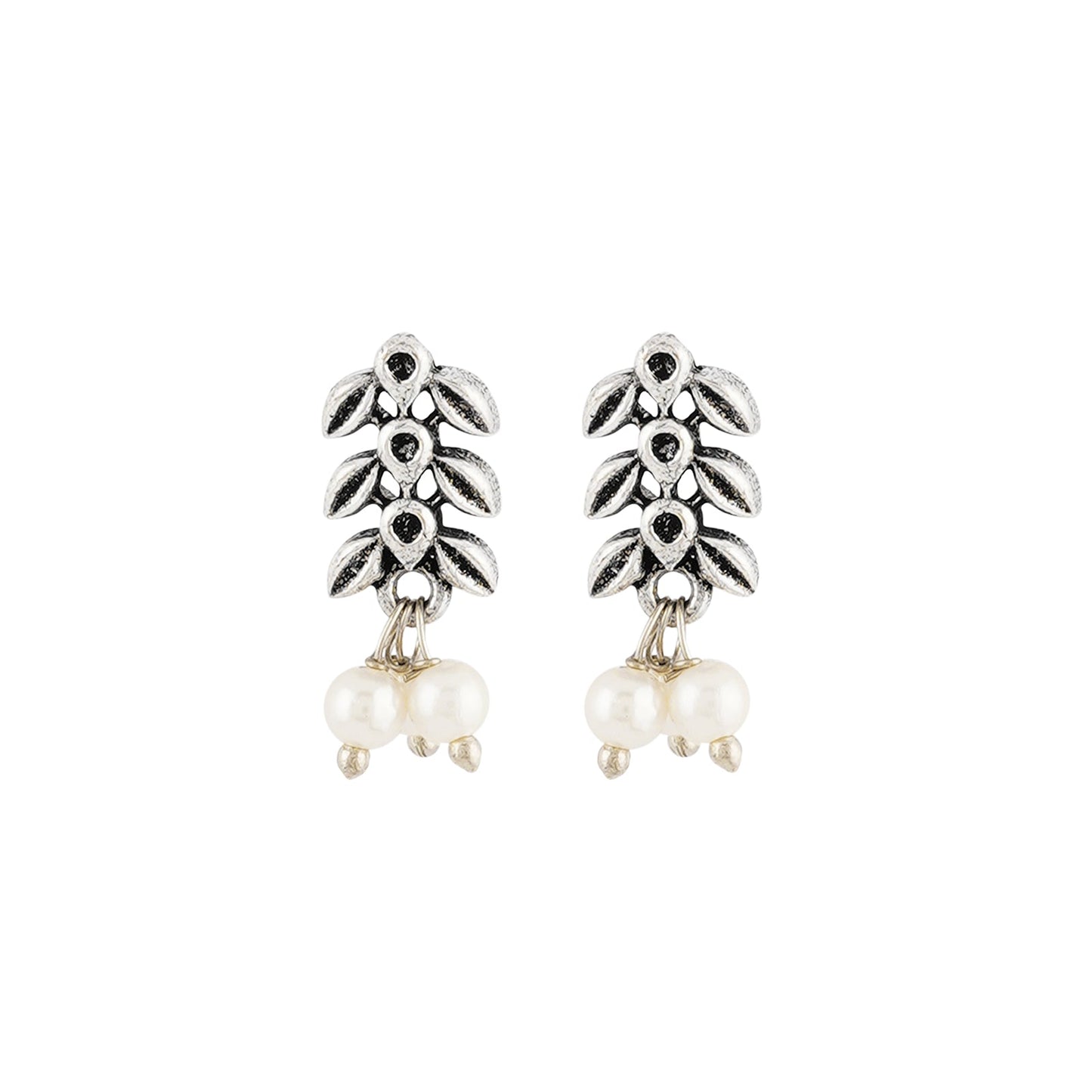 Teejh Silver and White Jade Oxidised Set
