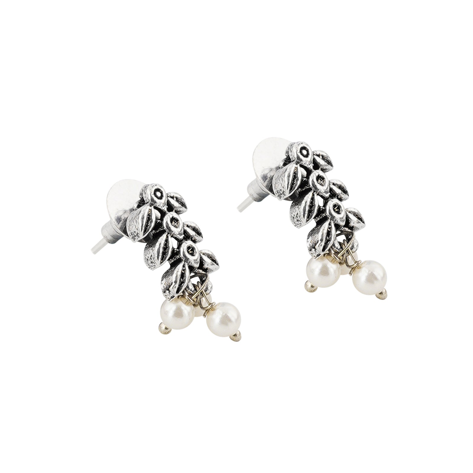 Teejh Silver and White Jade Oxidised Set