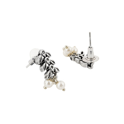 Teejh Silver and White Jade Oxidised Set