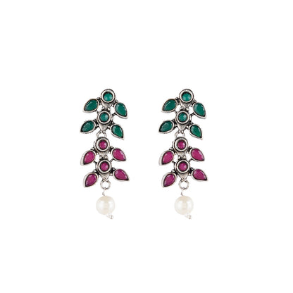 Teejh Silver and Emerald Oxidised Set