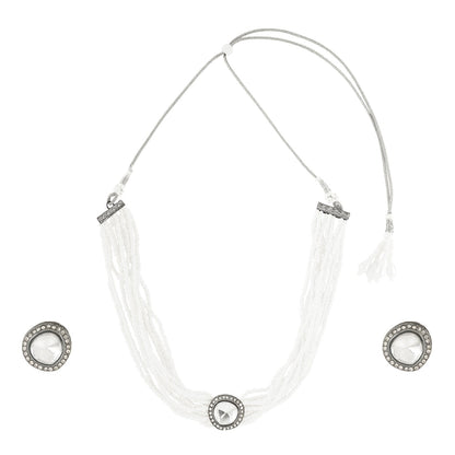 Teejh Jodha Silver Oxidised Necklace Set
