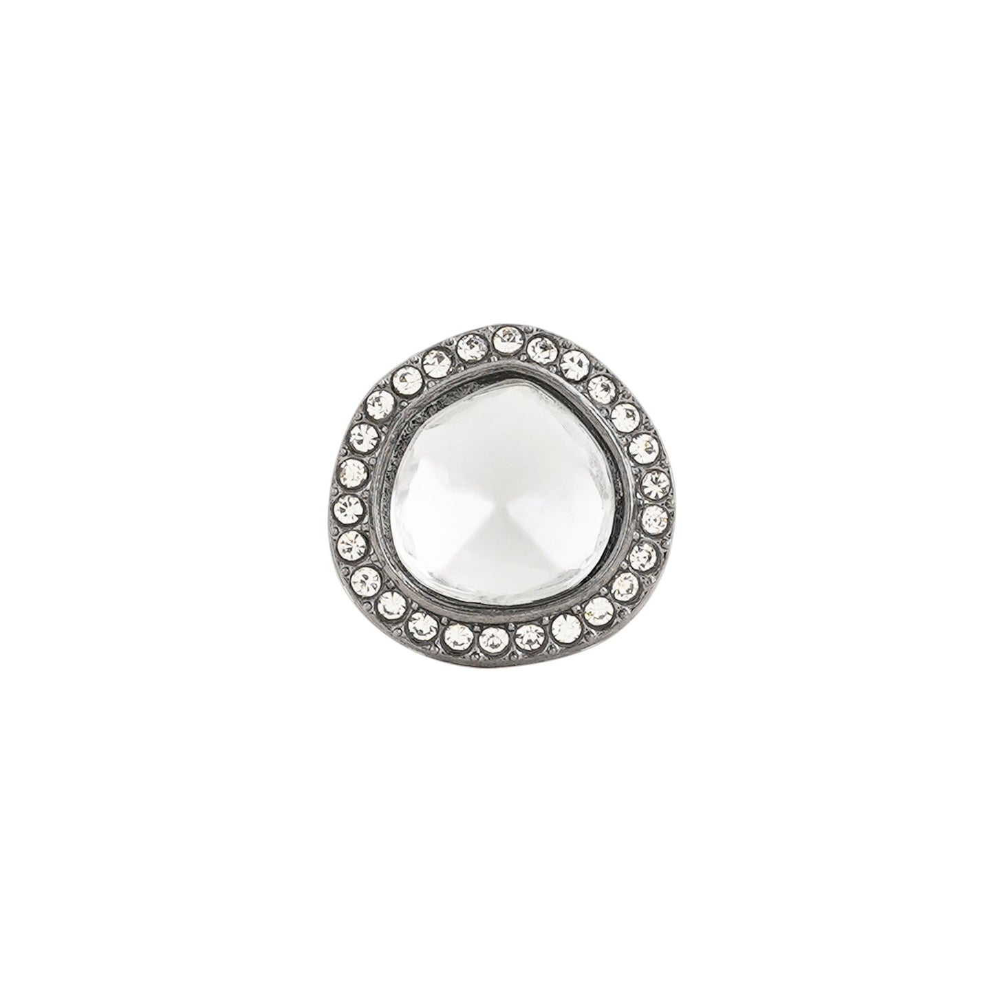 Teejh Silver Oxidised Polki Ring