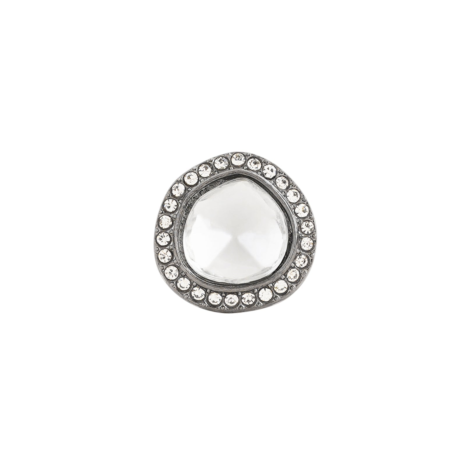 Teejh Silver Oxidised Polki Ring