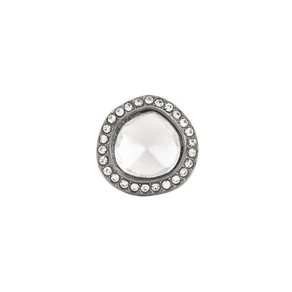 Teejh Silver Oxidised Polki Ring