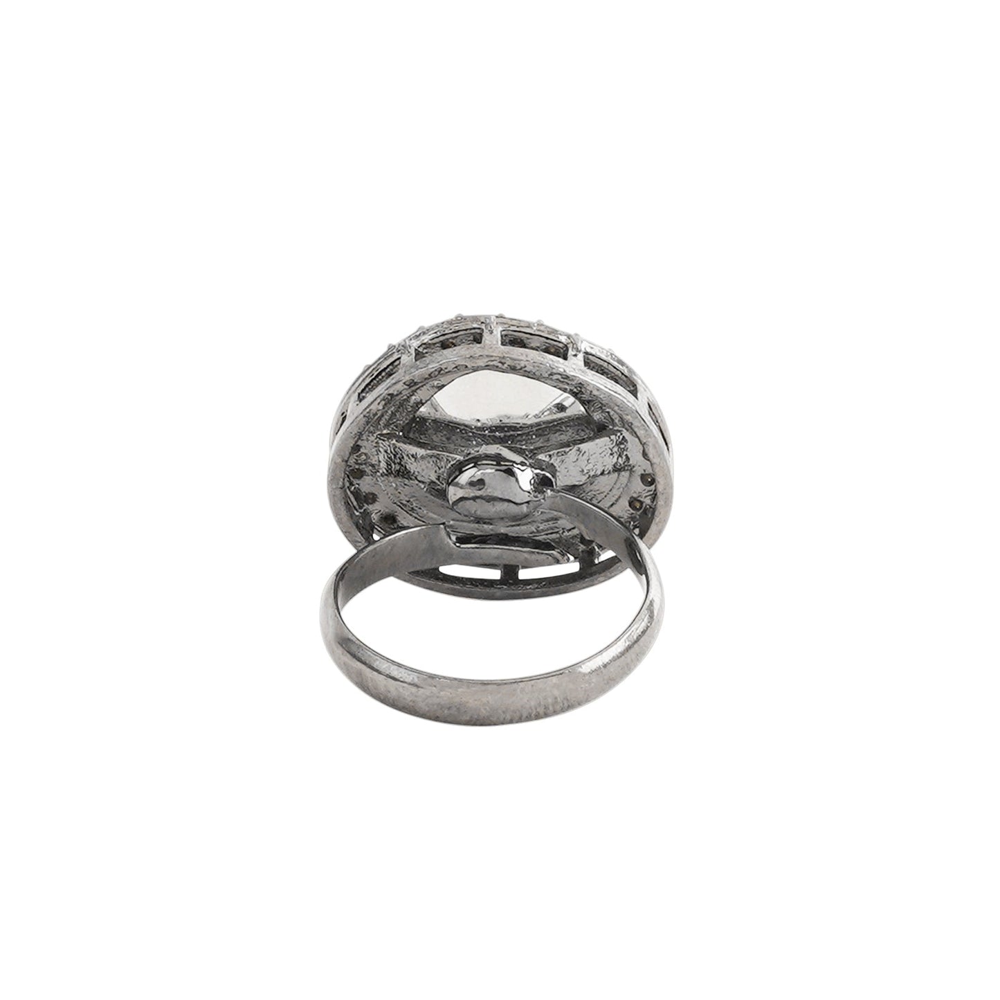 Teejh Silver Oxidised Polki Ring
