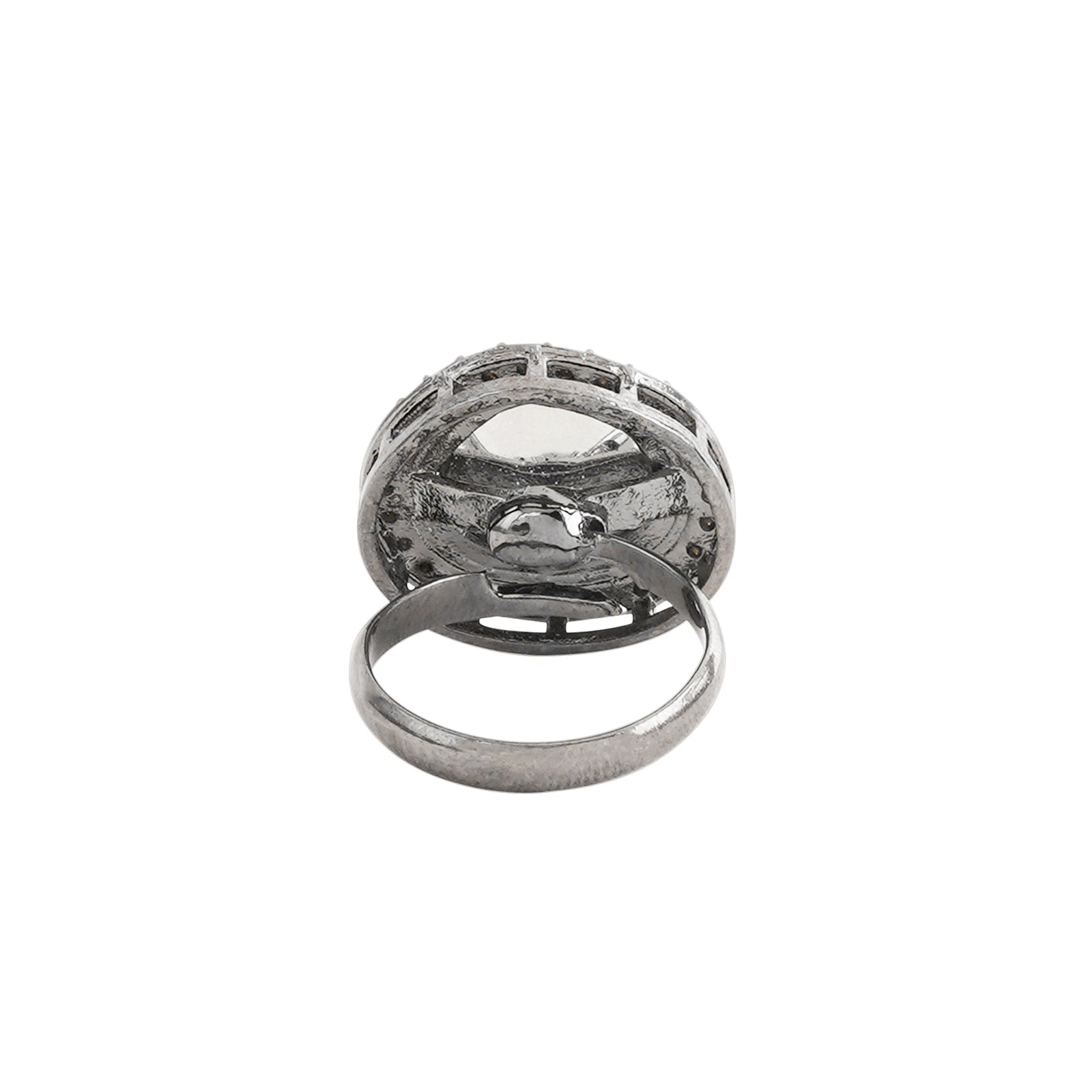 Teejh Silver Oxidised Polki Ring