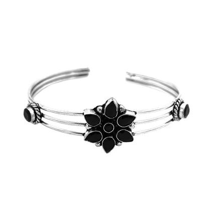 Dhatri Black Silver Oxidized Bracelet - Teejh