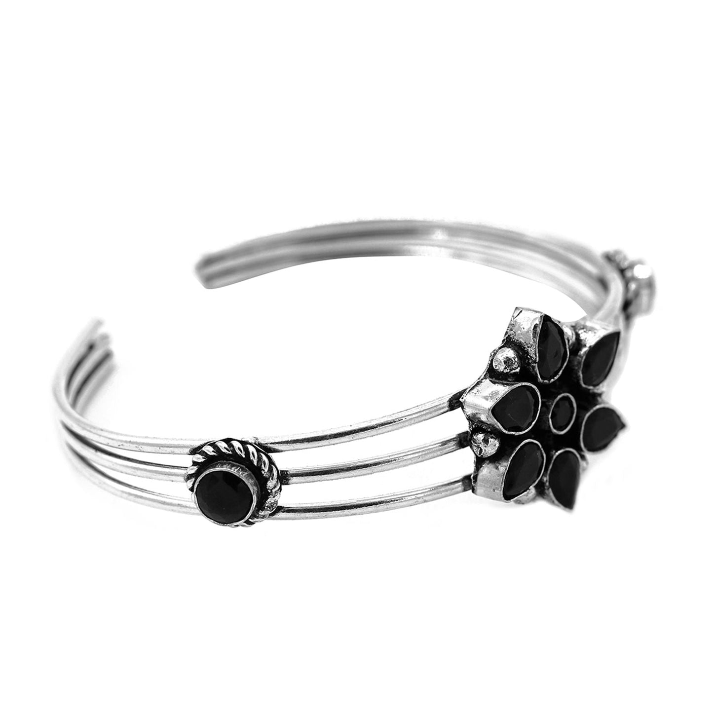 Dhatri Black Silver Oxidized Bracelet - Teejh
