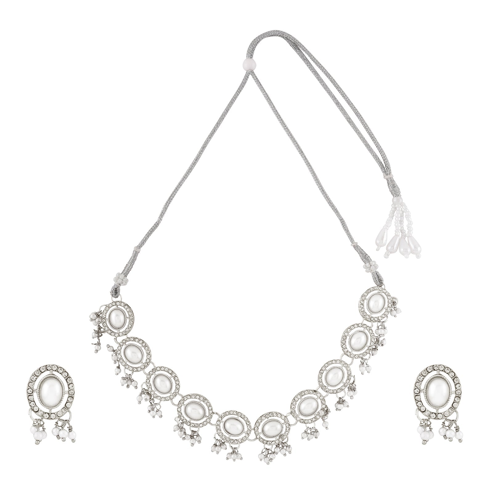 Teejh Nargis Silver Polki Set