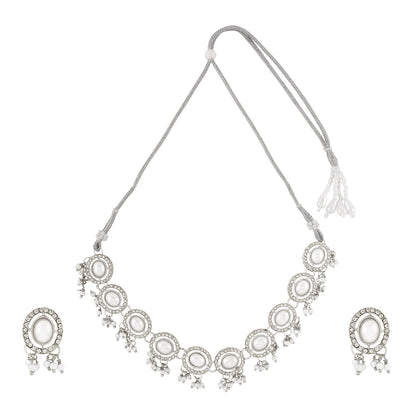 Teejh Nargis Silver Polki Set