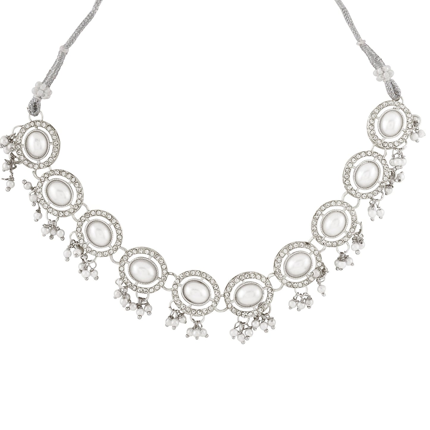 Teejh Nargis Silver Polki Set