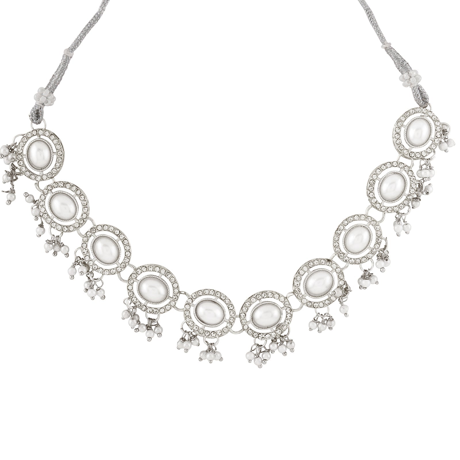 Teejh Nargis Silver Polki Set