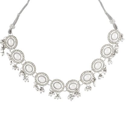 Teejh Nargis Silver Polki Set