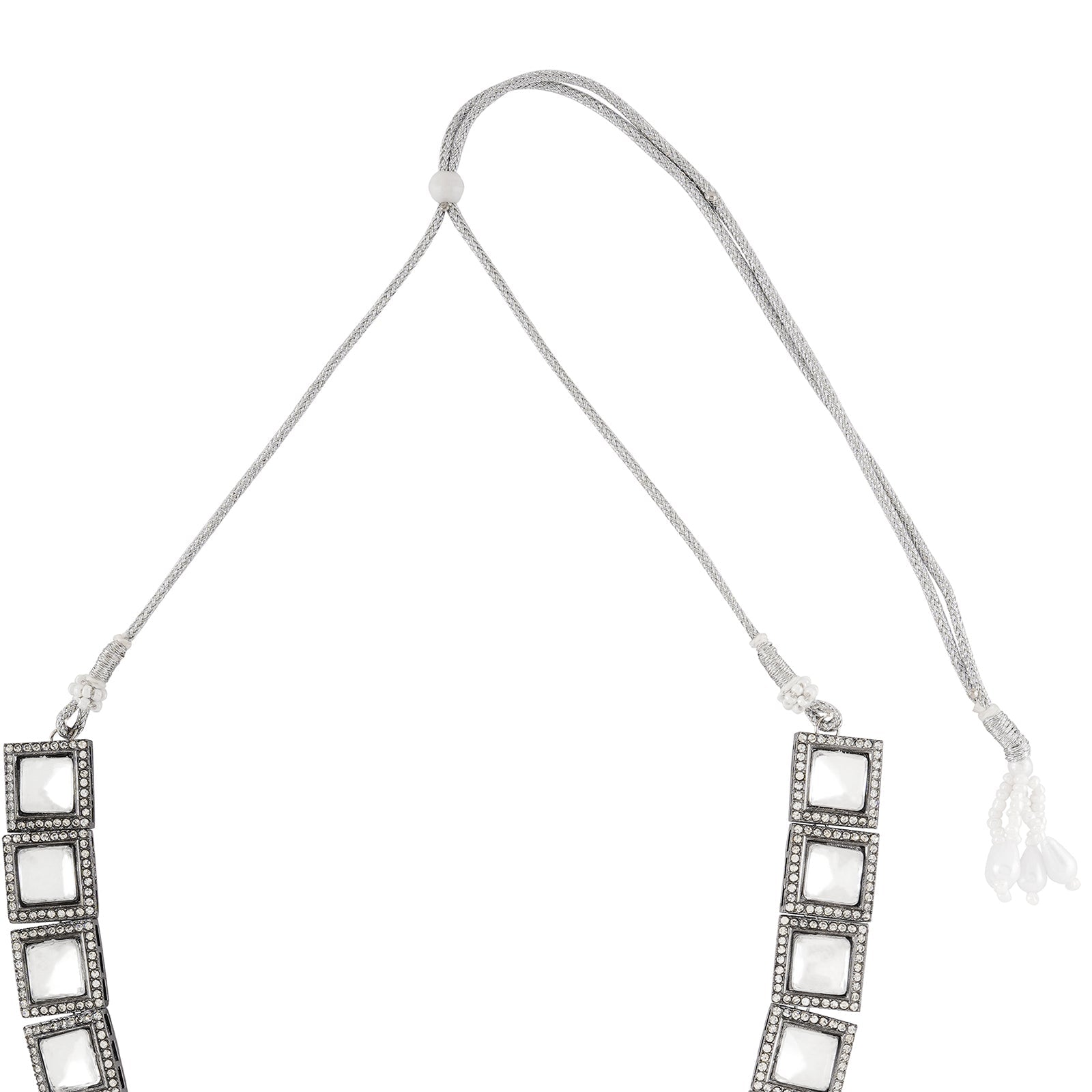 Teejh Devika Silver Oxidised Uncut Polki Set