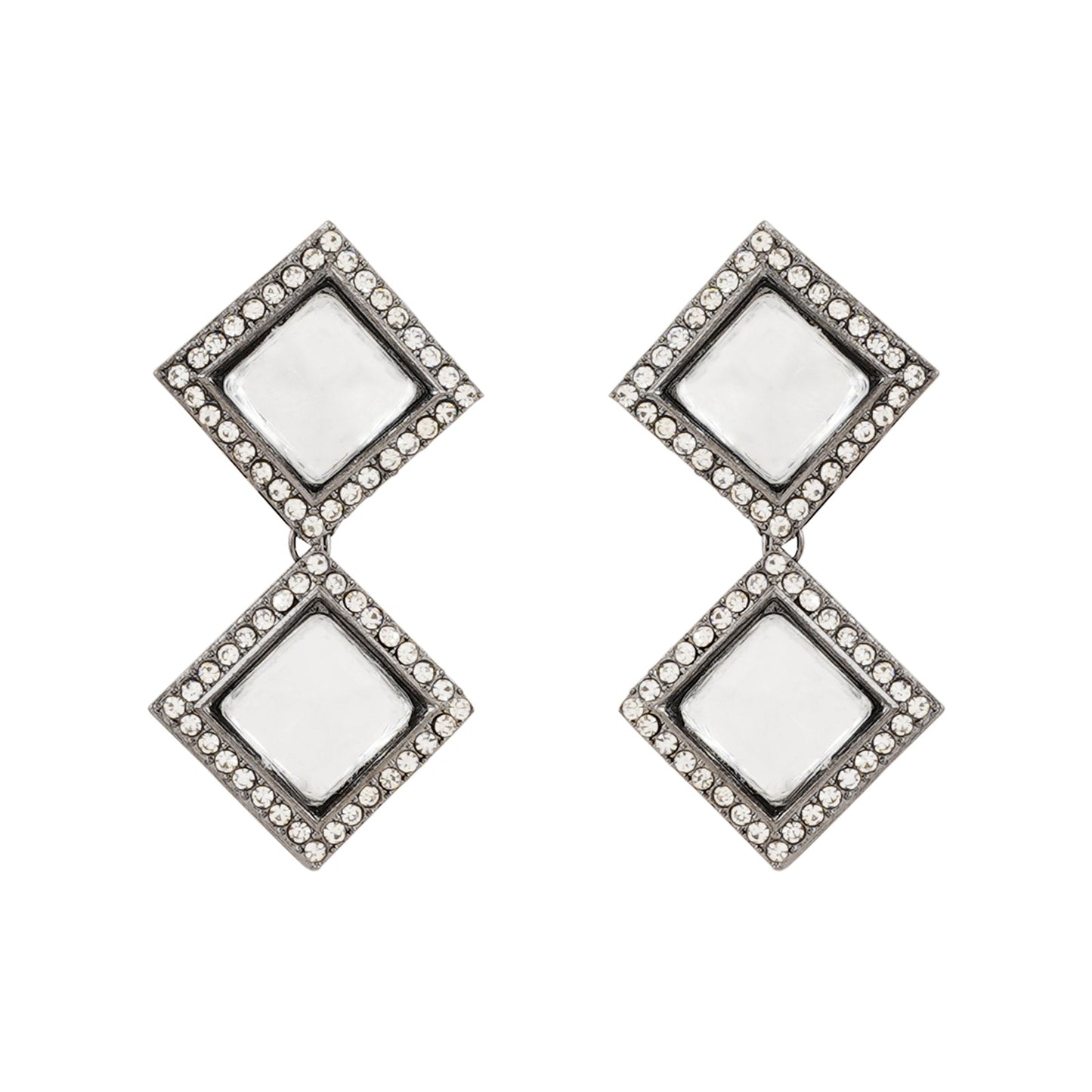Teejh Devika Silver Oxidised Uncut Polki Set