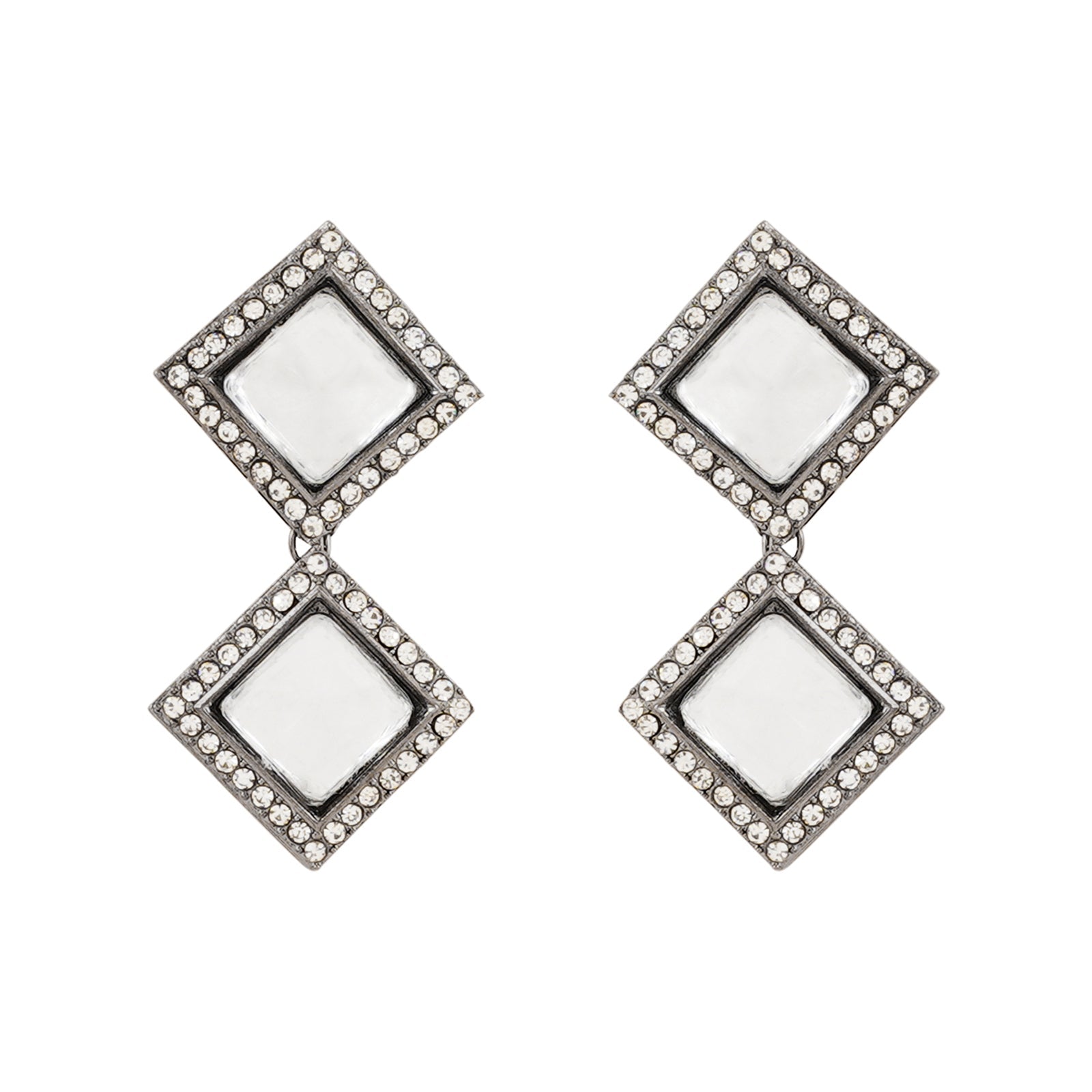 Teejh Devika Silver Oxidised Uncut Polki Set