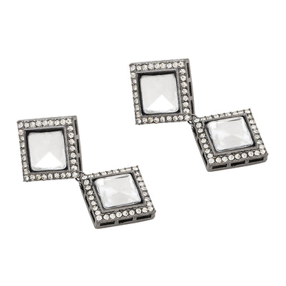 Teejh Devika Silver Oxidised Uncut Polki Set