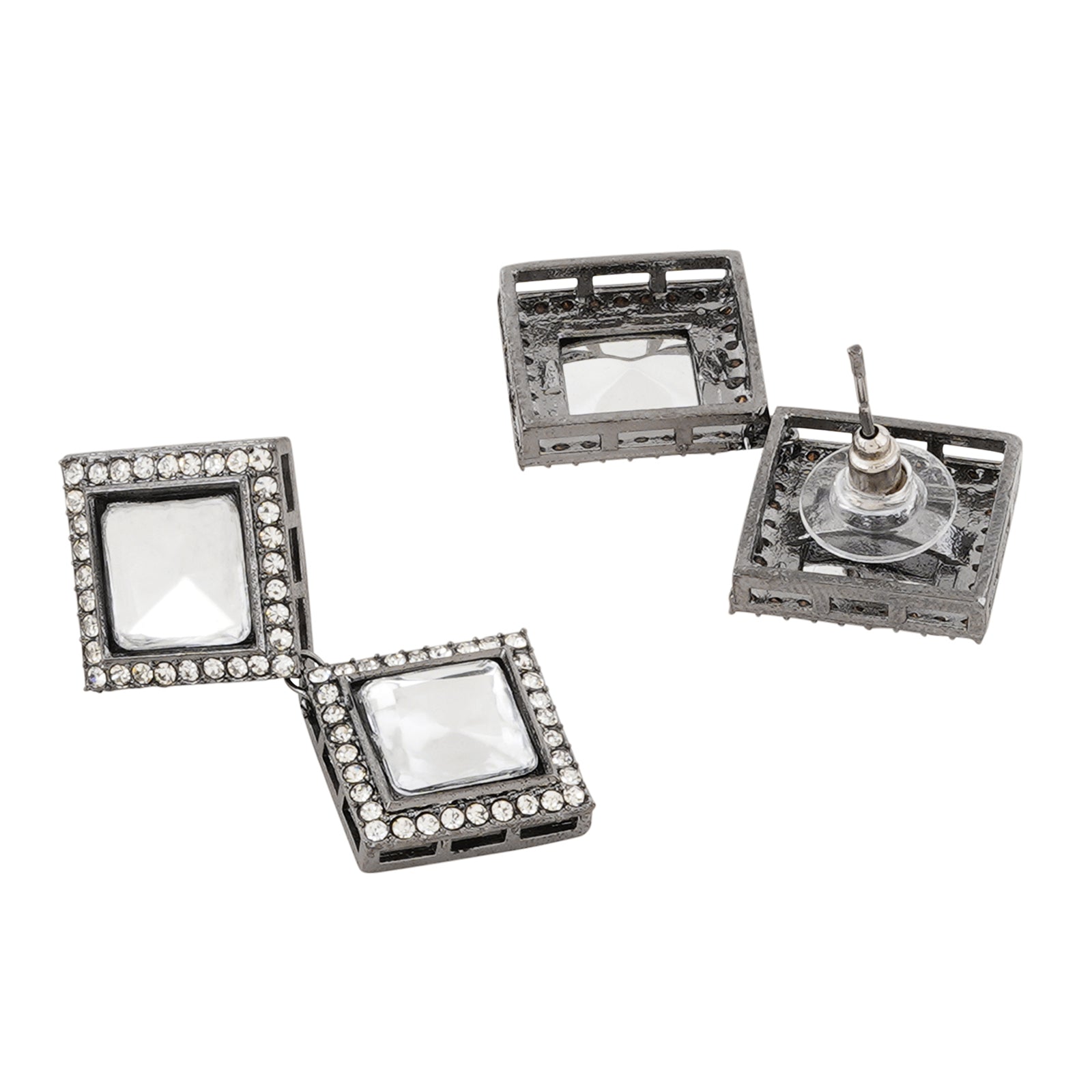 Teejh Devika Silver Oxidised Uncut Polki Set